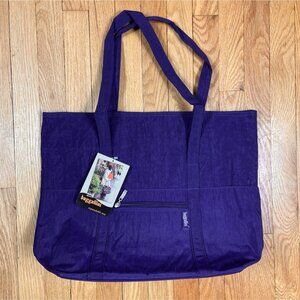 Vtg NEW baggallini 18x16x5 Purple Expandable Tote Water Resist Shopper Bag Huge